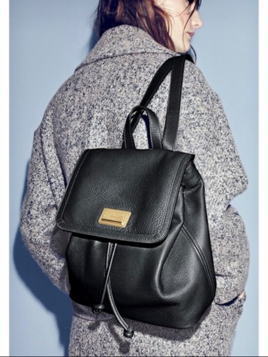 Marc Jacobs Leather Drawstring Backpack Adjustable Straps Slouchy Black Vintage main image 8